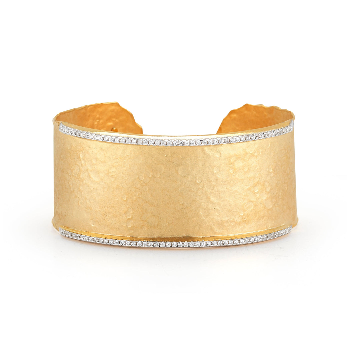 Matte Hammered Gold and Pave Cuff