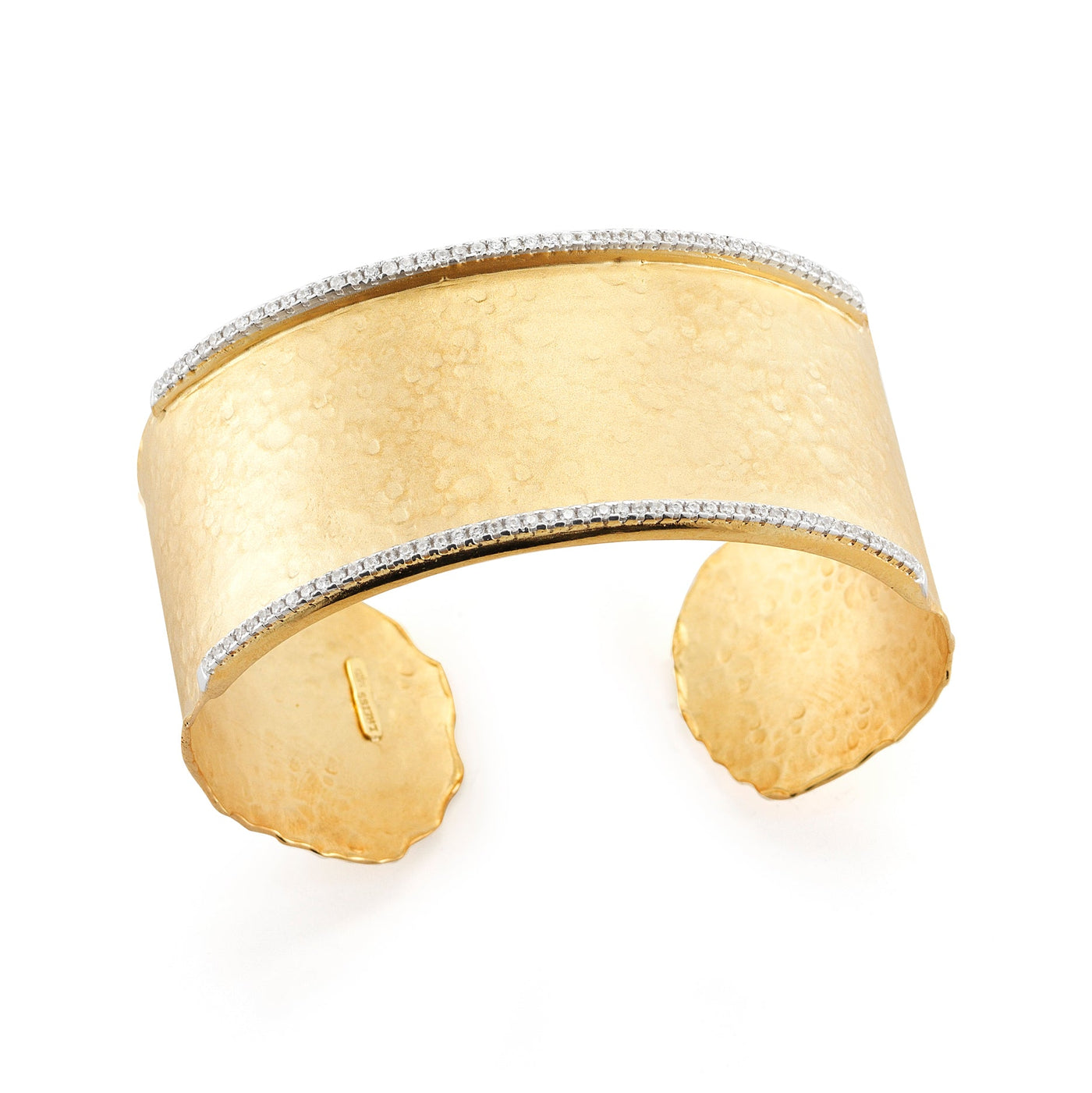 Matte Hammered Gold and Pave Cuff