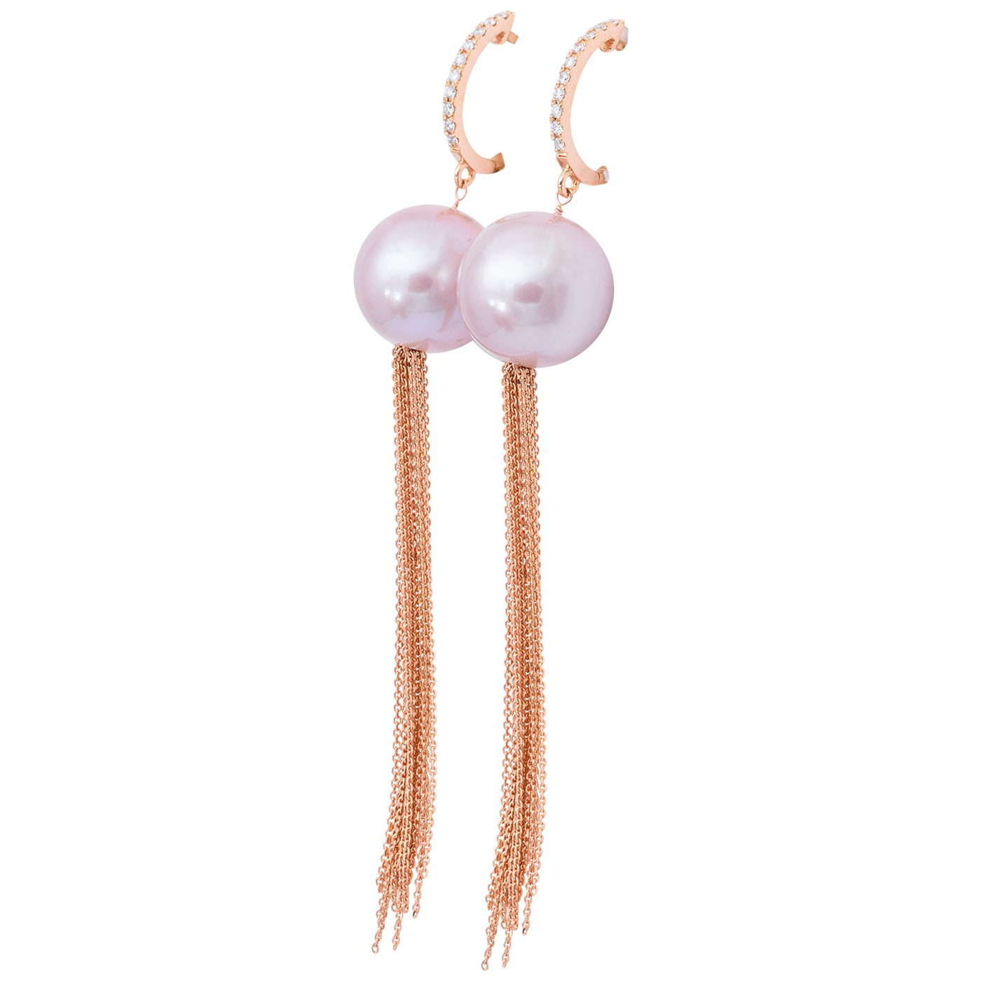 DSL Rose Gold Freshwater Pearl Tassel Earrings