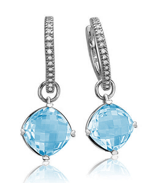 Lisa Nik Cushion Blue Topaz Detachable Drops