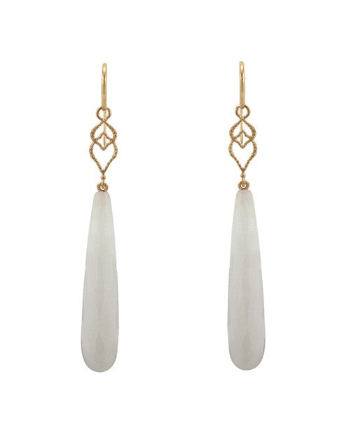 Lisa Nik White Agate Briolette Drop Earrings