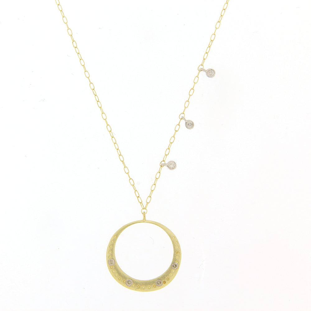 Meira T Dainty Diamond and Yellow Gold Circle Necklace