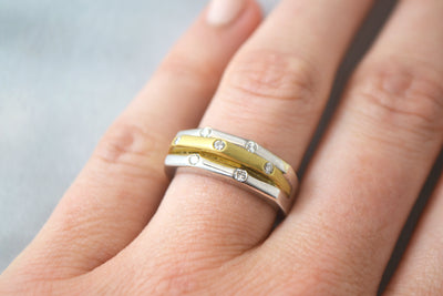Two-Tone Gold Ring with Diamonds