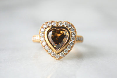 Rose Gold Fancy Colored Diamond Heart Ring