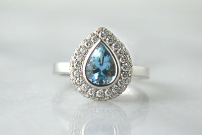.93 Carat Aquamarine and Diamond Ring