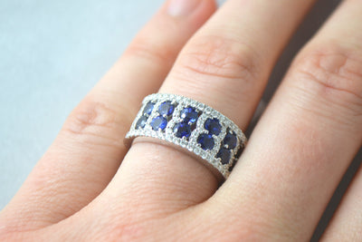 Round Sapphire and Pave Band
