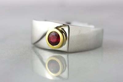 Men's Gold Band with Ruby