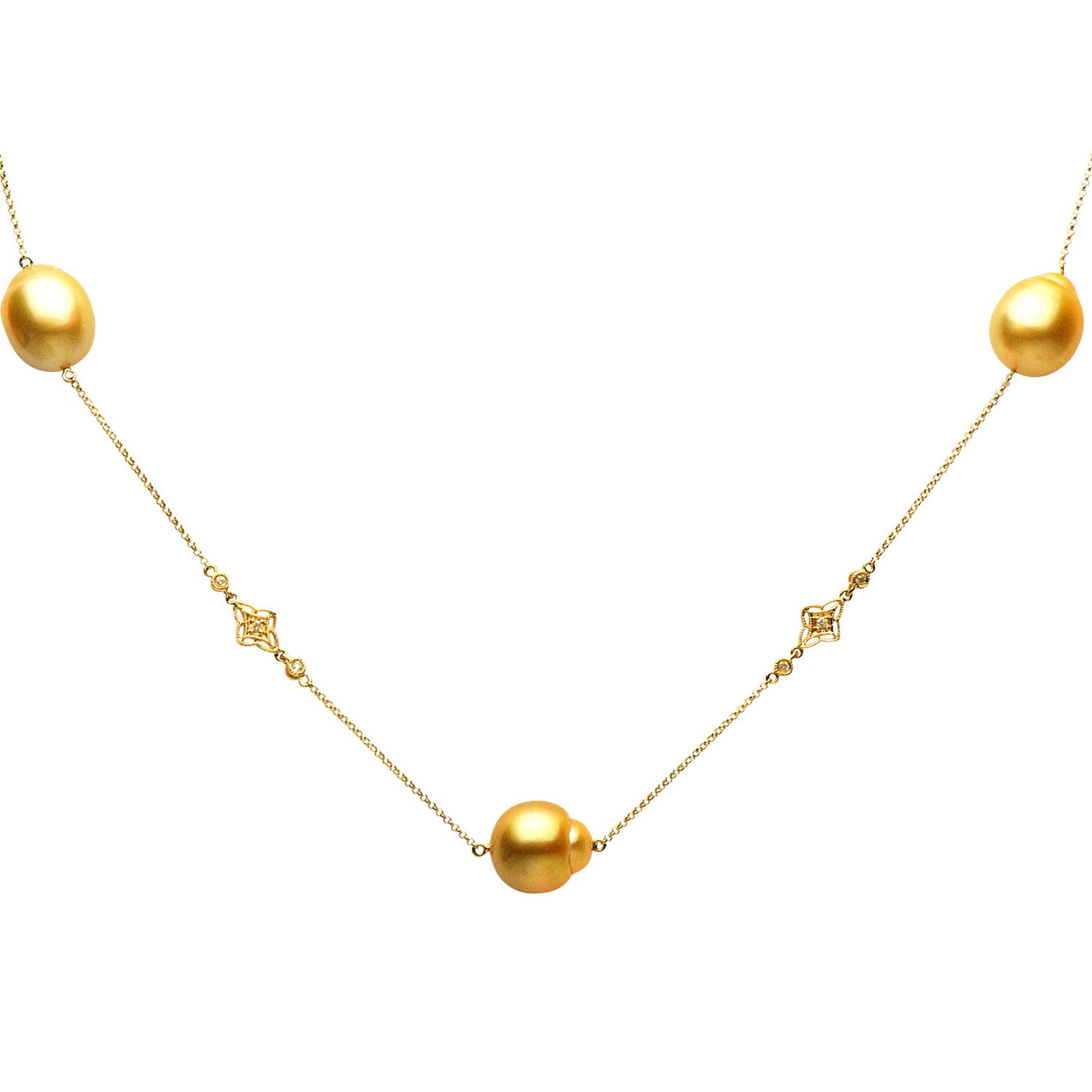 DSL Golden South Sea Pearl & Diamond Necklace