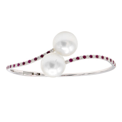 DSL South Sea Pearl Bangle with Diamonds & Rubies