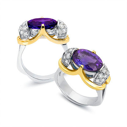 Amethyst Ring with Two-Tone Gold