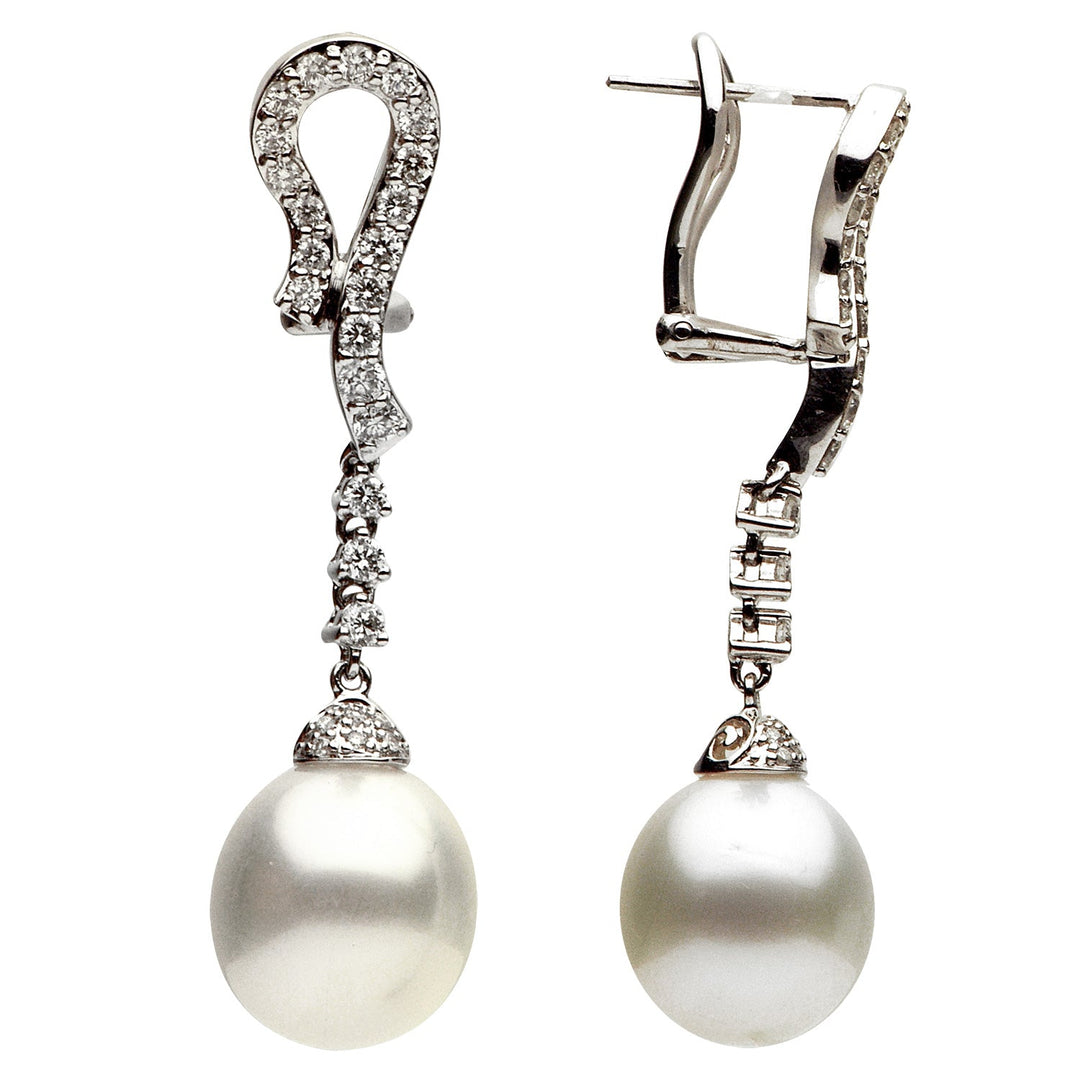 DSL South Sea Pearl Diamond Drop Earrings