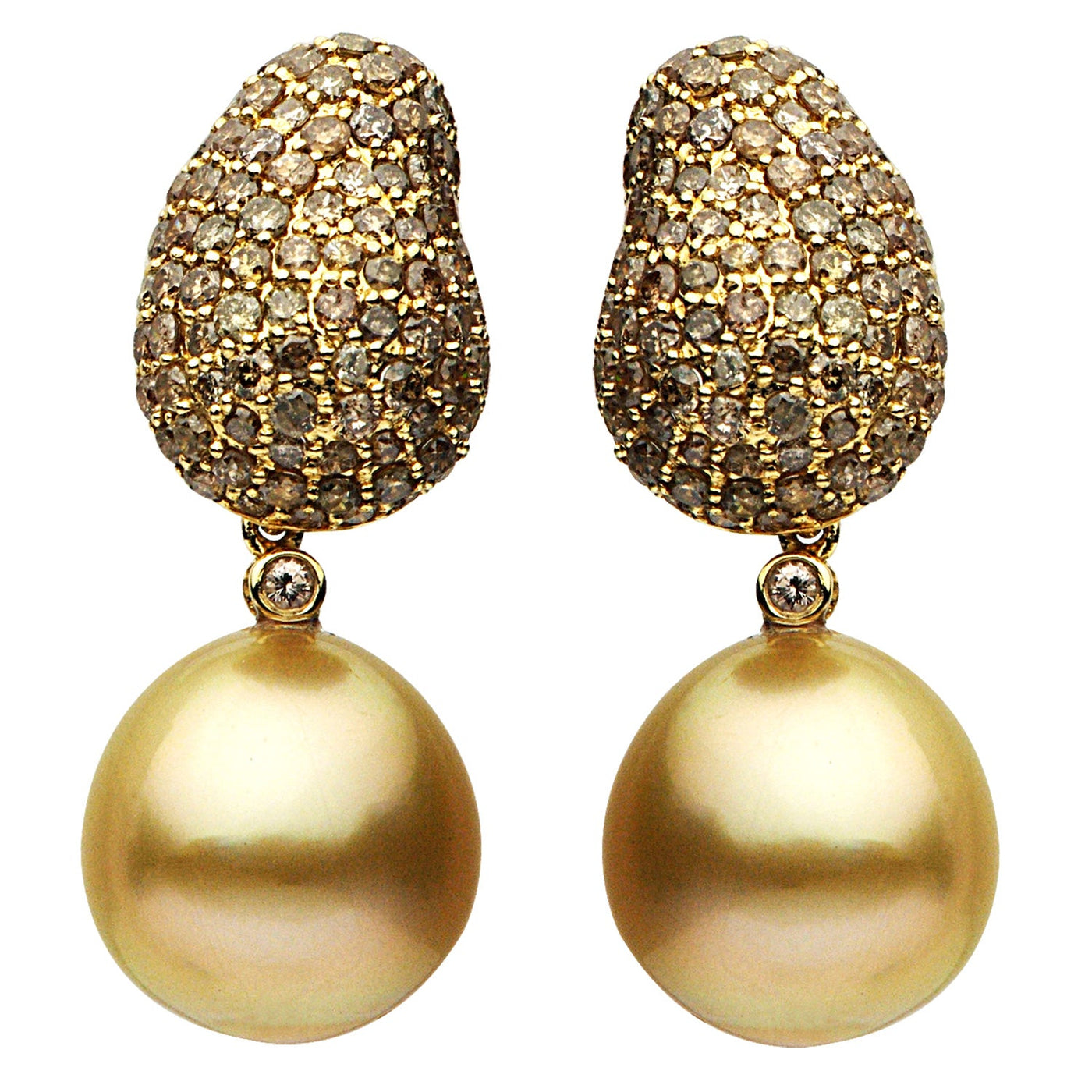 DSL Golden South Sea Pearl & Diamond Earrings