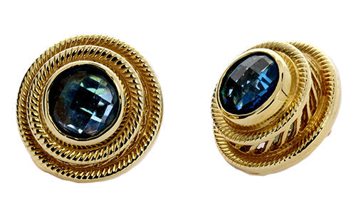 Blue Topaz Large 18 Karat Gold Earrings