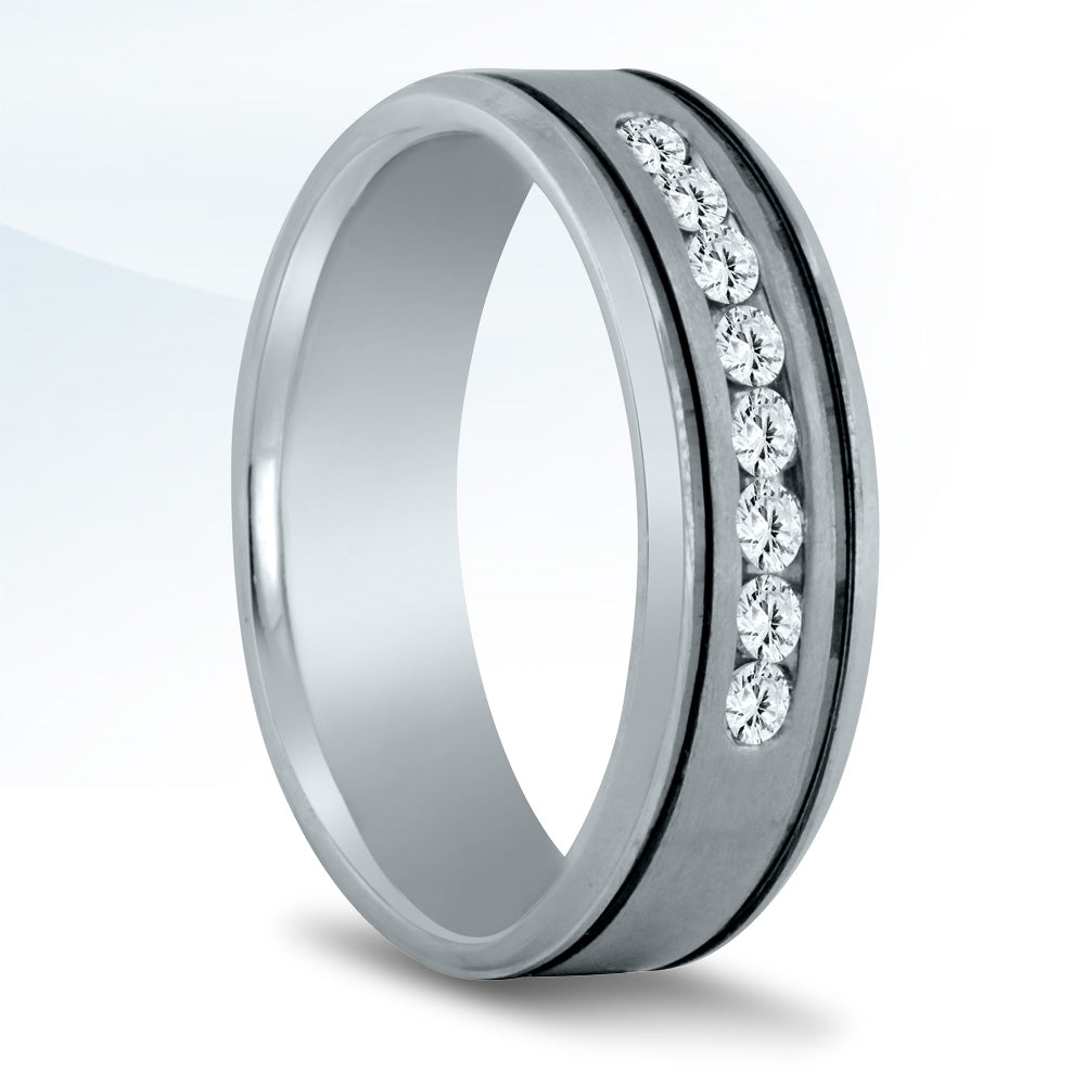 Men's White Gold & Diamond Wedding Band