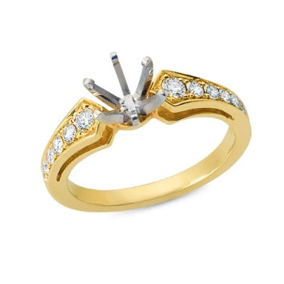 Solitaire Engagement Ring with Round Diamonds Bead Set in the Shank